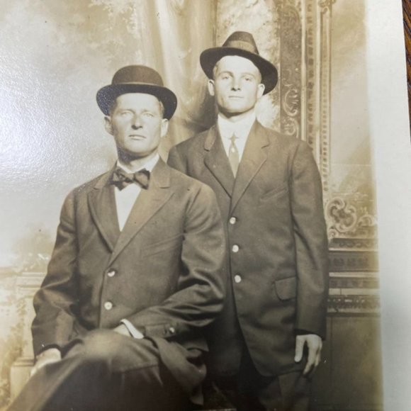 Vintage Postcard Portrait Two Men Dressed Up Non Topographical Standard A u - Picture 2 of 3